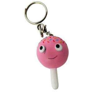 Kidrobot Yummy World Pink Sprinklers Lollipop Keychain Katie Cake Pop Charm Cute